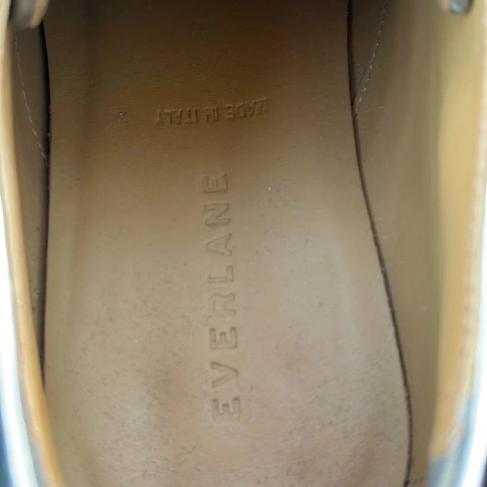 EVERLANE Italy Leather E2 Shine Modern Oxford Silver Lace up Women's Shoes Size - Picture 12 of 16